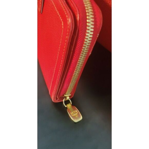 MCM Red Studded Leather Frame Bag and Matching Wallet - Picture 10 of 16